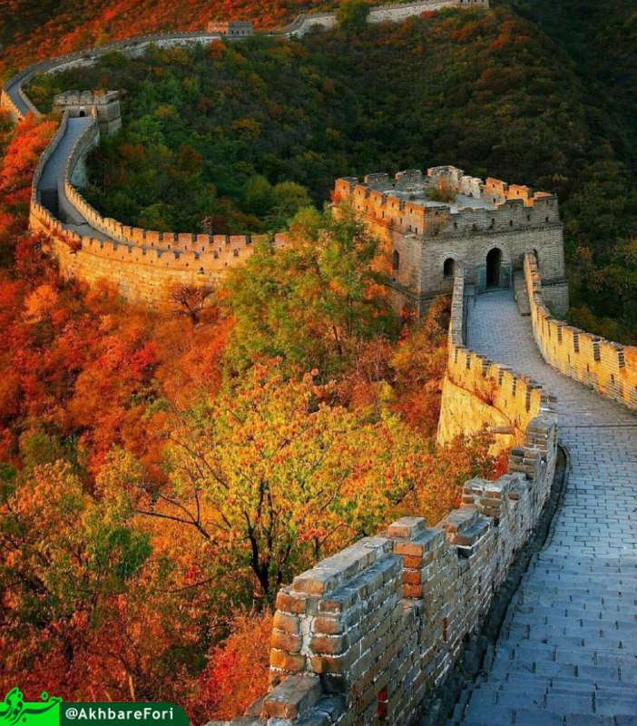 نمای حیرت انگیز پاییزی از دیوار بزرگ چین